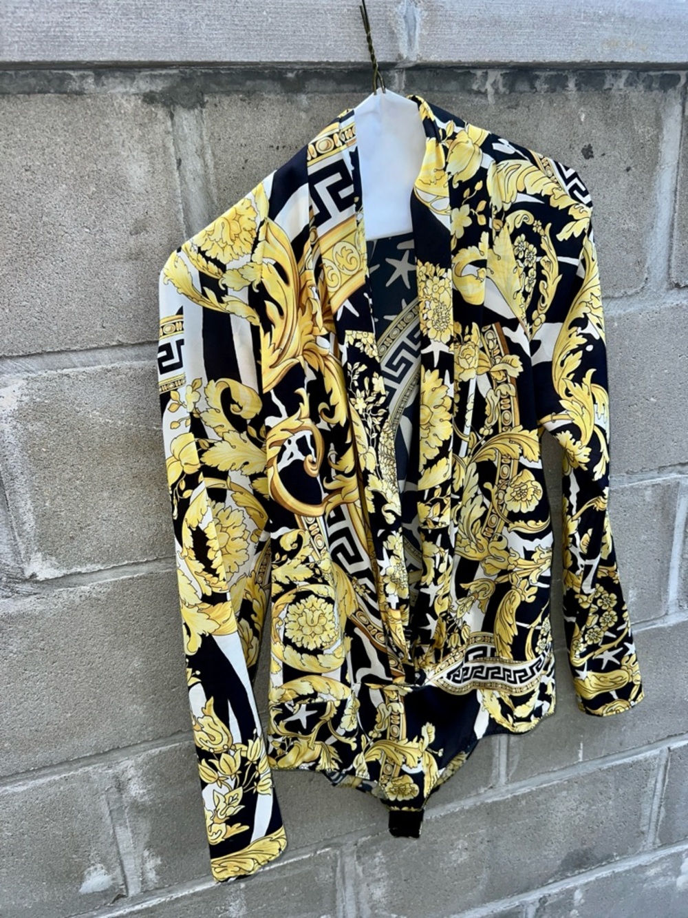 Rare Versace classic Savage Barocco Print
Draped Bodysuit